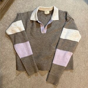 Thread & Supply Women’s Brown Purple Stripe Collared Sweater XS